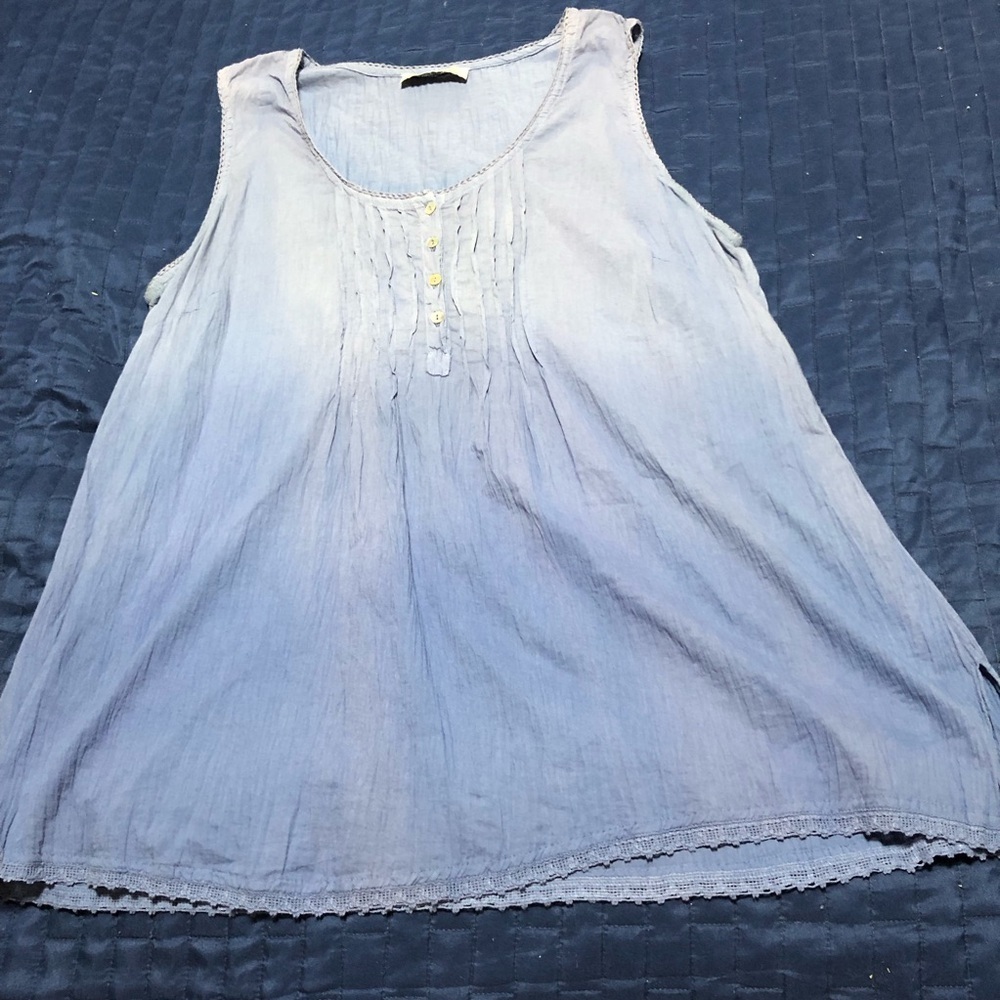 Orientique naturally Australian -Large- Elegant Blue Sleeveless Tank Top
